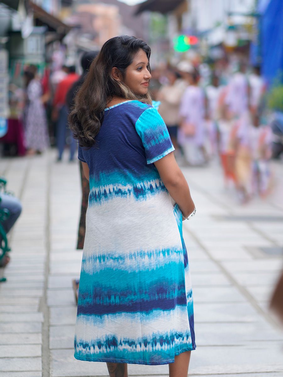 Maternity Short Zipless Dress- Miah Blue