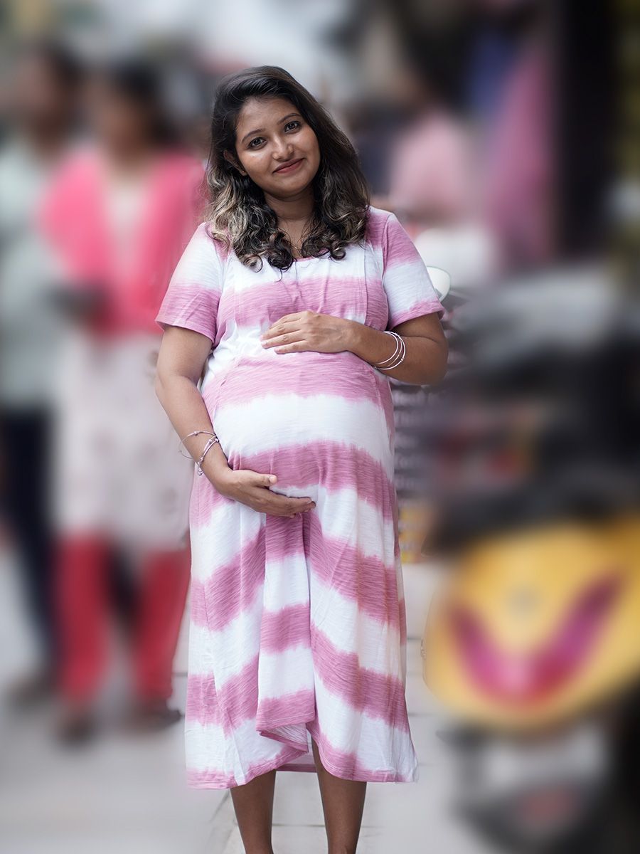 Maternity Short Zipless Dress- Miah Pink