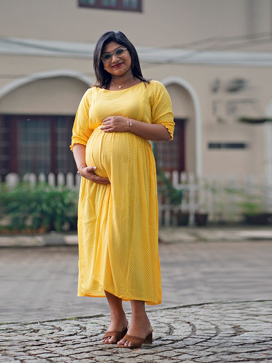 Maternity Short Dress- Lika Yellow