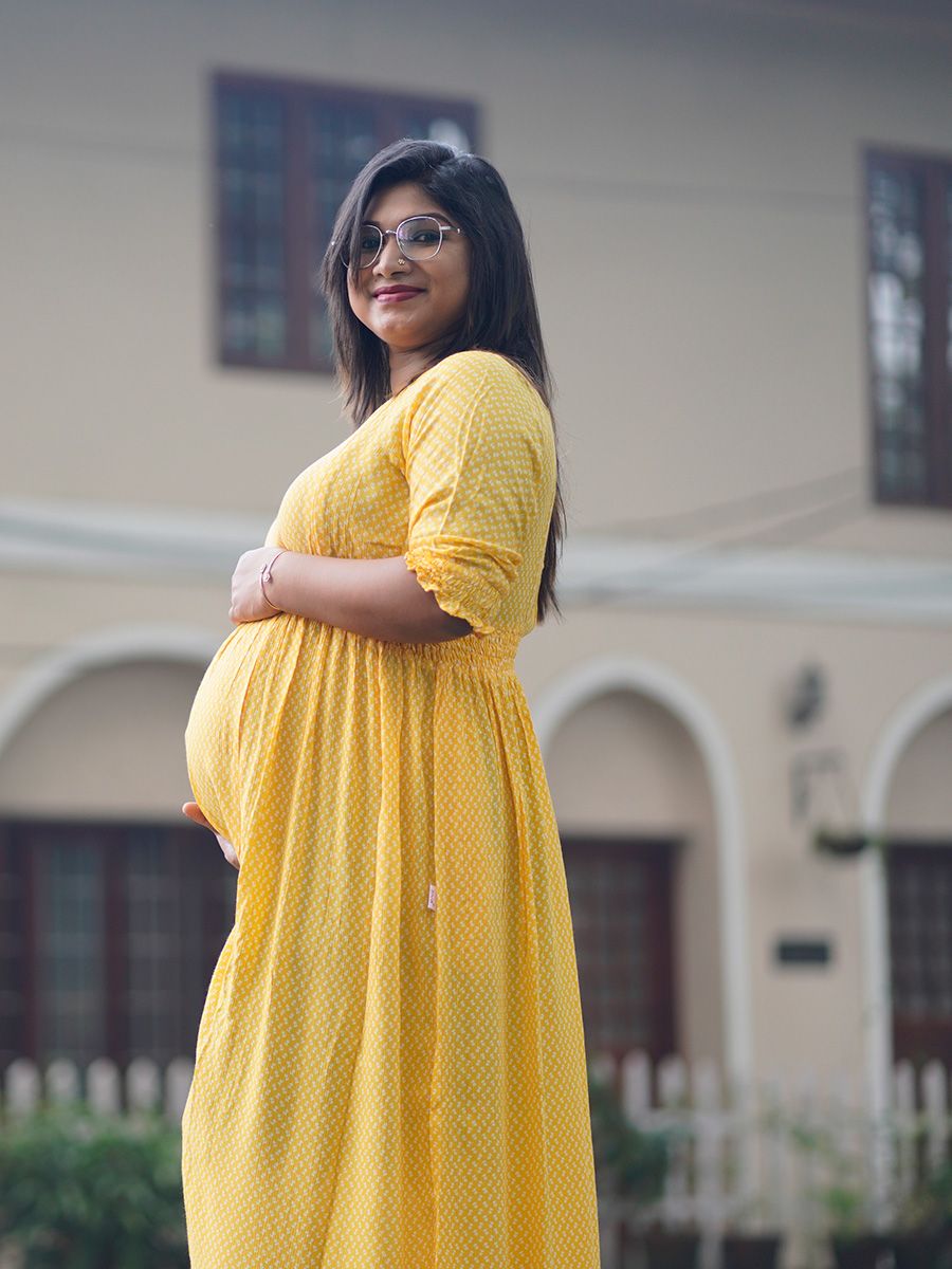Maternity Short Dress- Lika Yellow