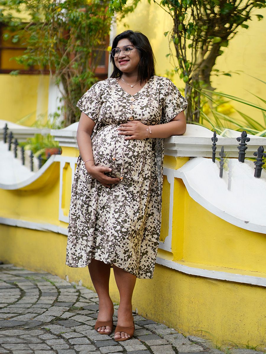 Maternity Short Dress- Beryl Cream