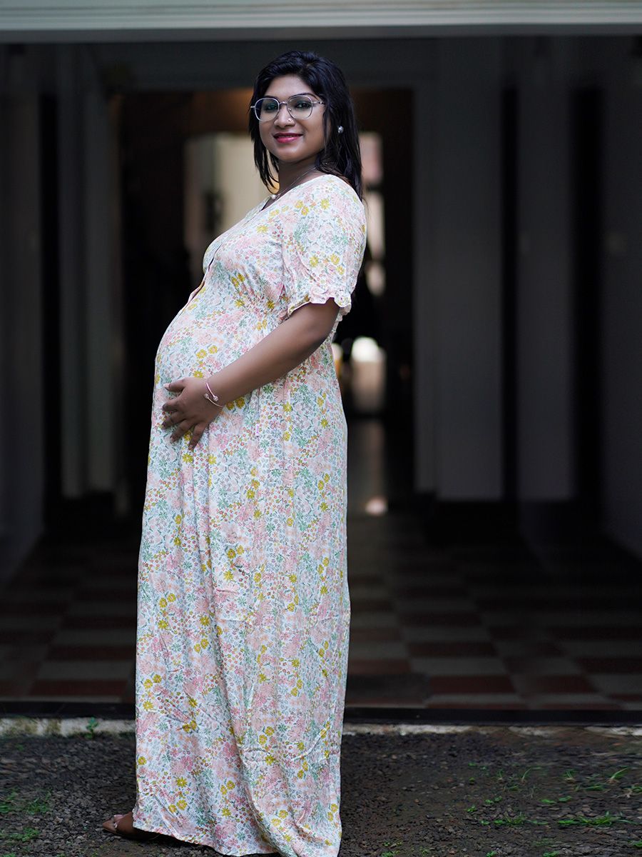 Maternity Full Night Gown- Nima offwhite