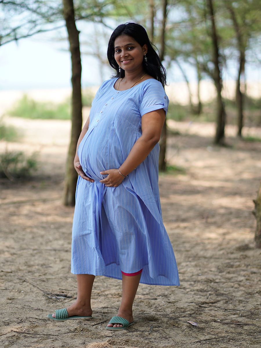 Maternity Short Dress- Luva Light Blue