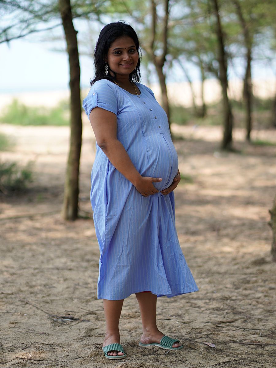 Maternity Short Dress- Luva Light Blue