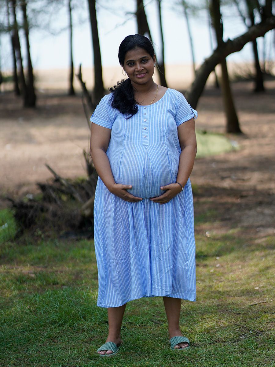 Maternity Short Dress- Luva  Blue