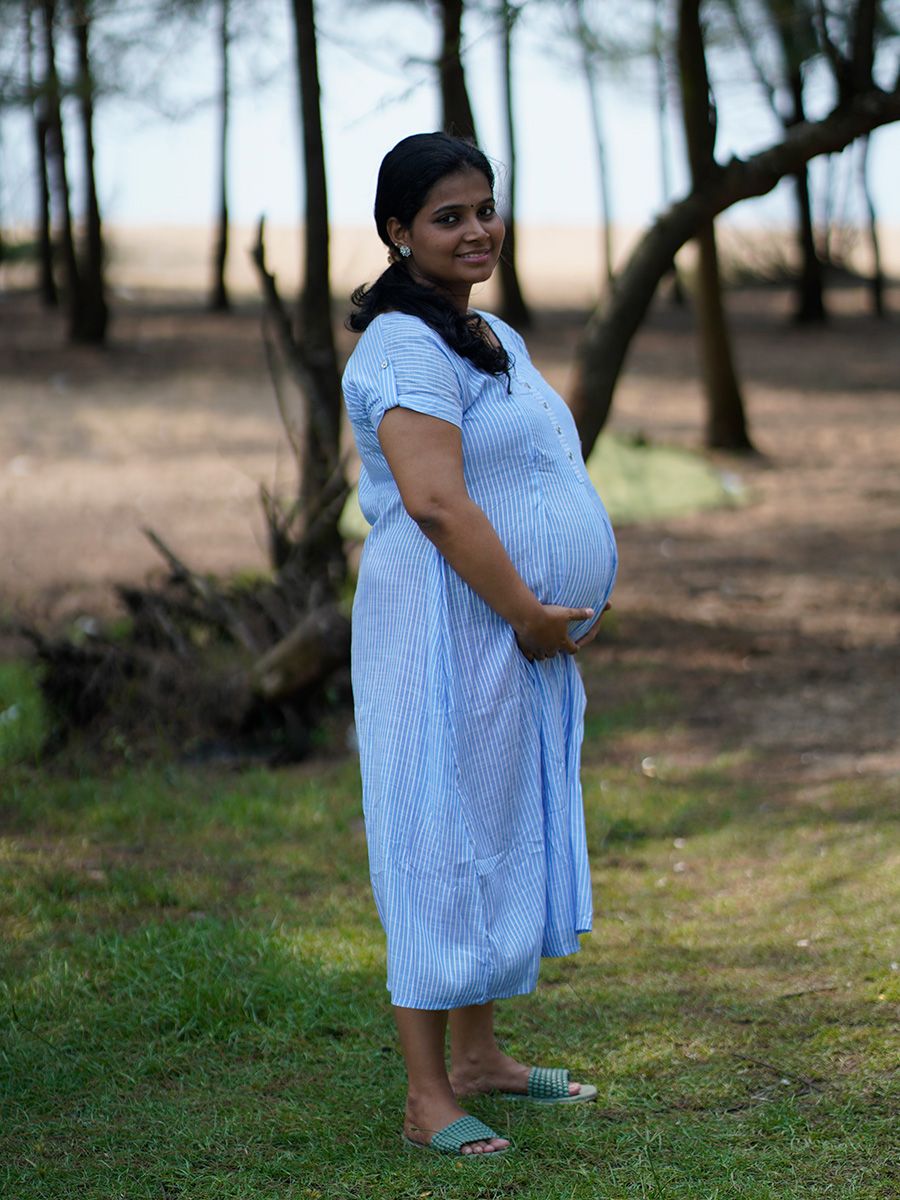 Maternity Short Dress- Luva  Blue