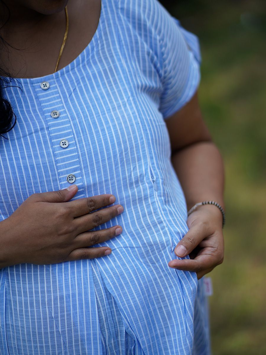 Maternity Short Dress- Luva  Blue