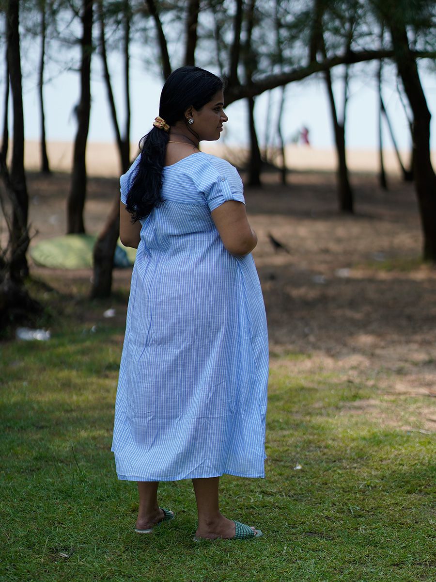 Maternity Short Dress- Luva  Blue
