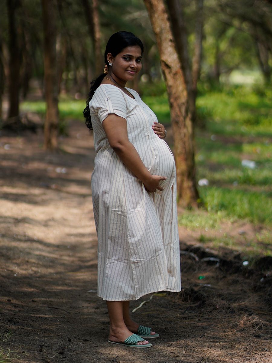 Maternity Short Dress- Luva  Light Cream