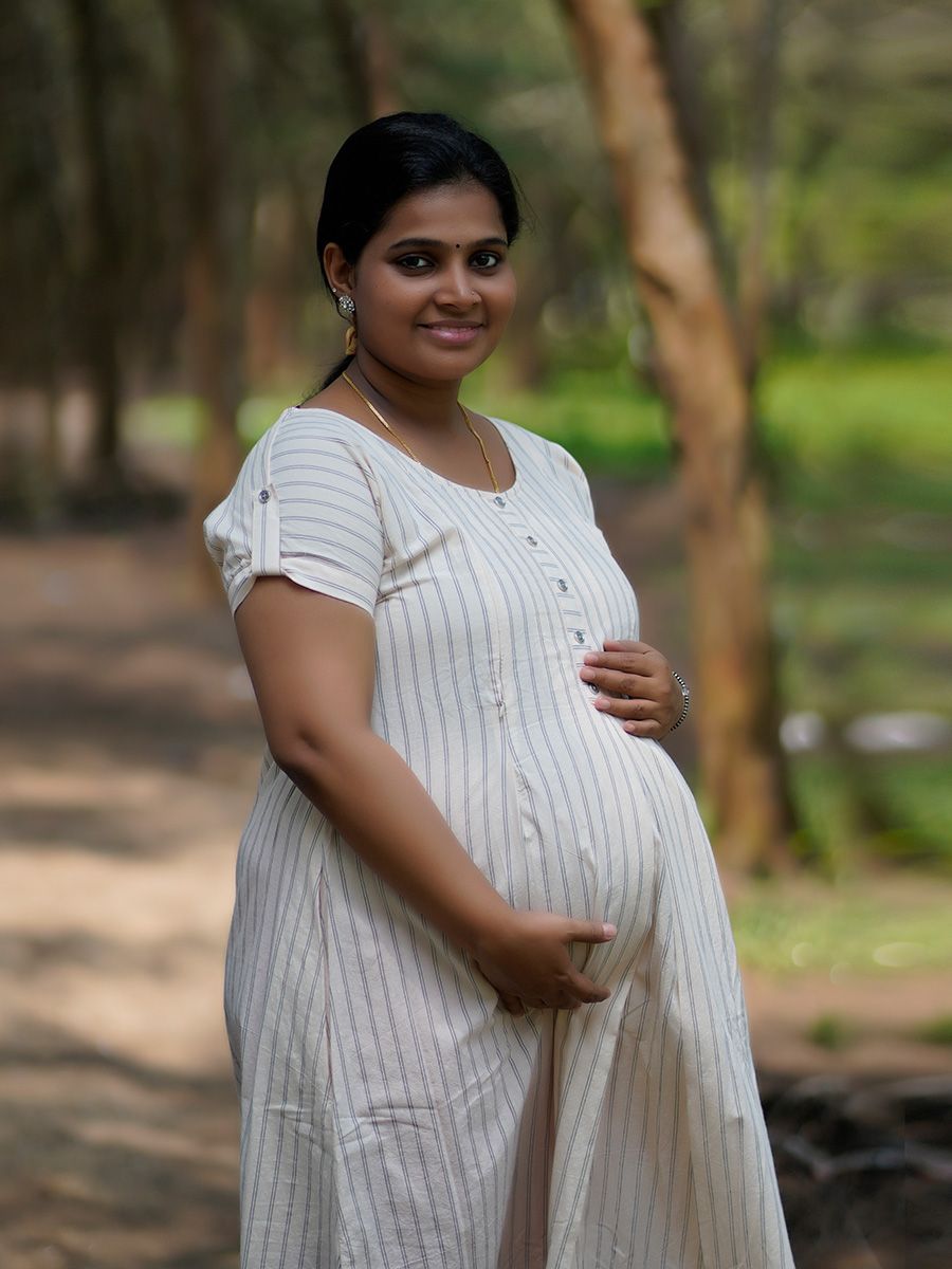 Maternity Short Dress- Luva  Light Cream