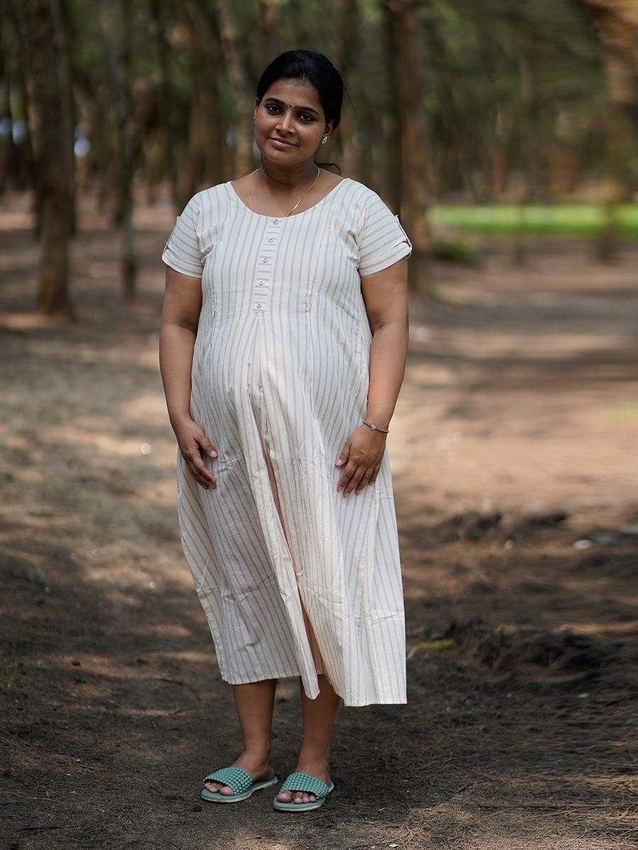 Maternity Short Dress- Luva  Light Cream