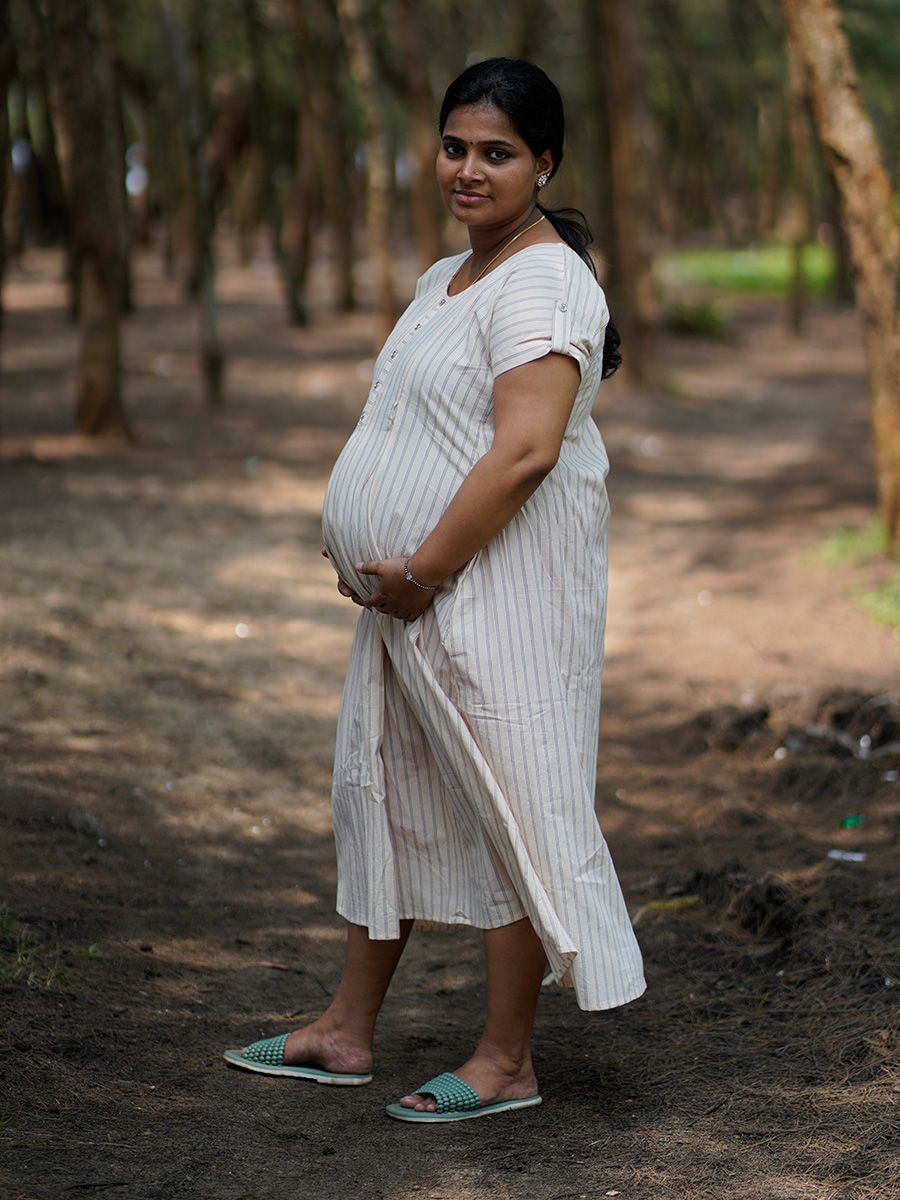 Maternity Short Dress- Luva  Light Cream