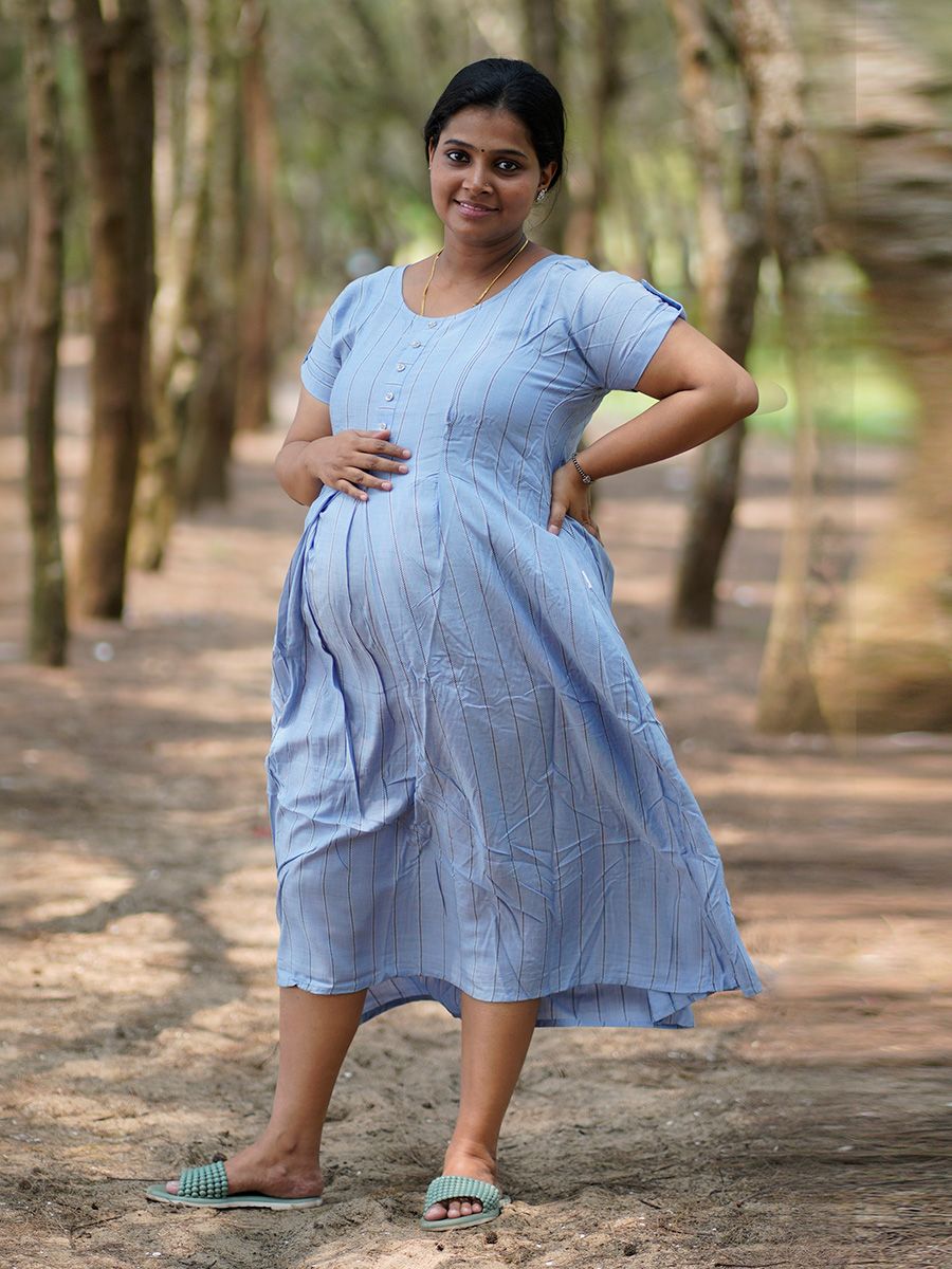 Maternity Short Dress- Luva  Dark Blue