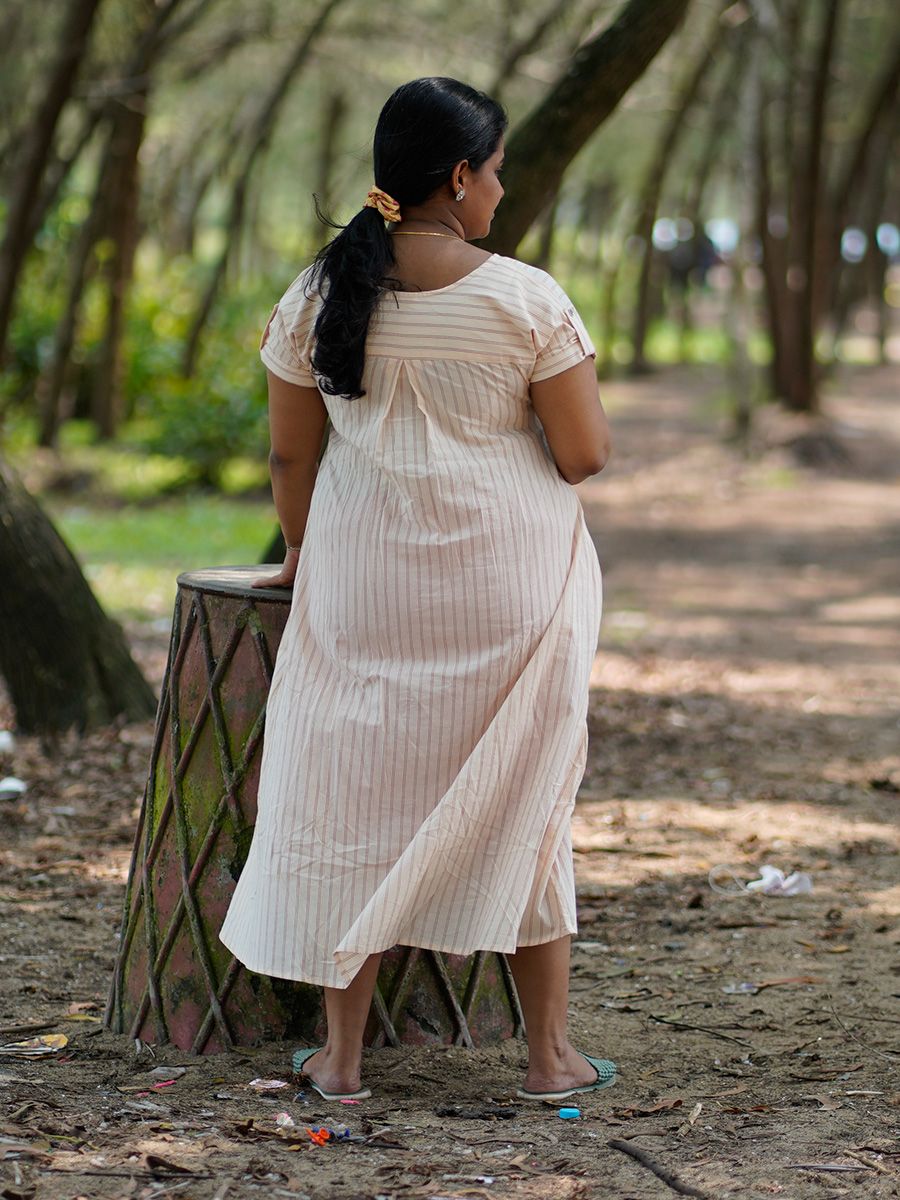 Maternity Short Dress- Luva Dark Cream