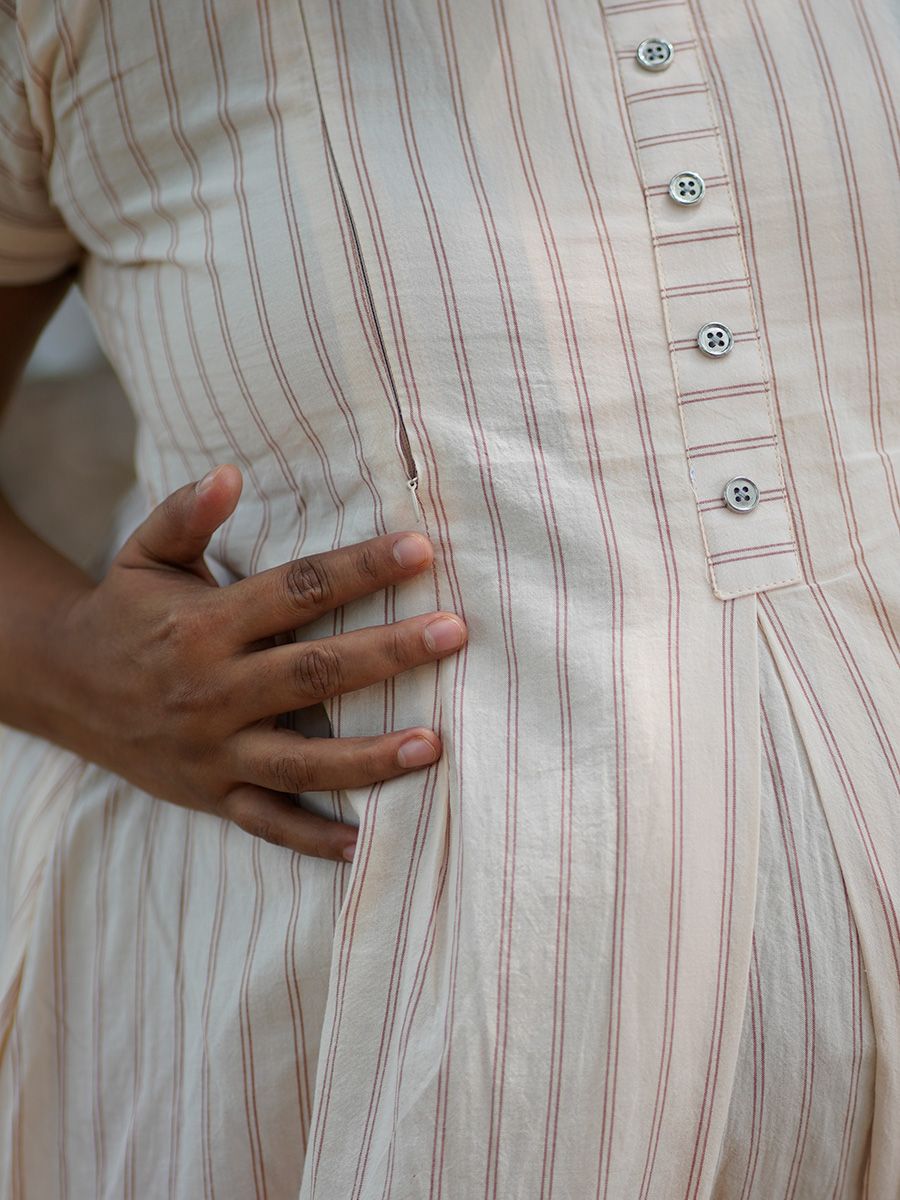 Maternity Short Dress- Luva Dark Cream