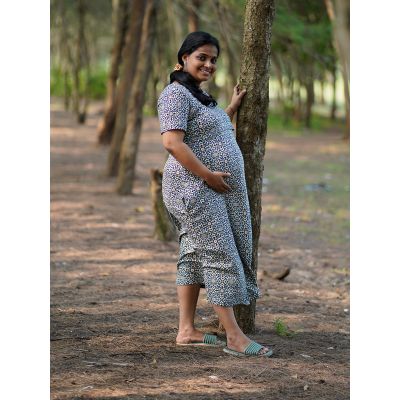 Maternity Short Dress- Knitted Gilda Black