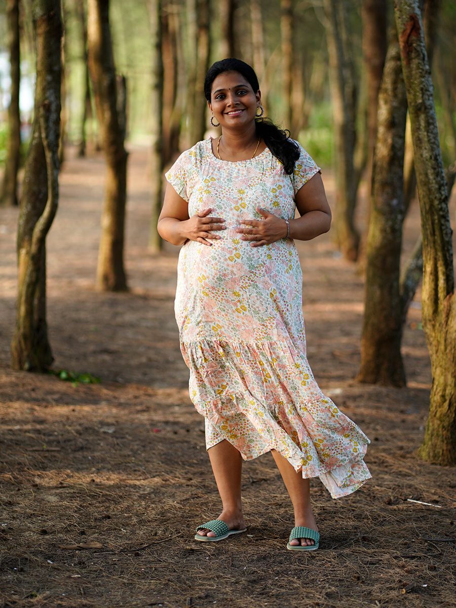 Maternity Short Night Gown- Joelle Off White