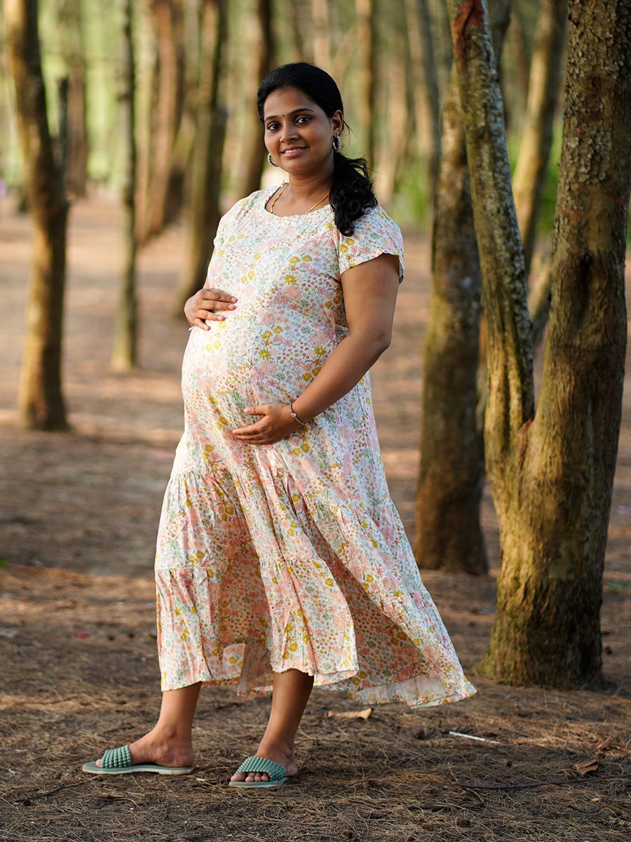 Maternity Short Night Gown- Joelle Off White