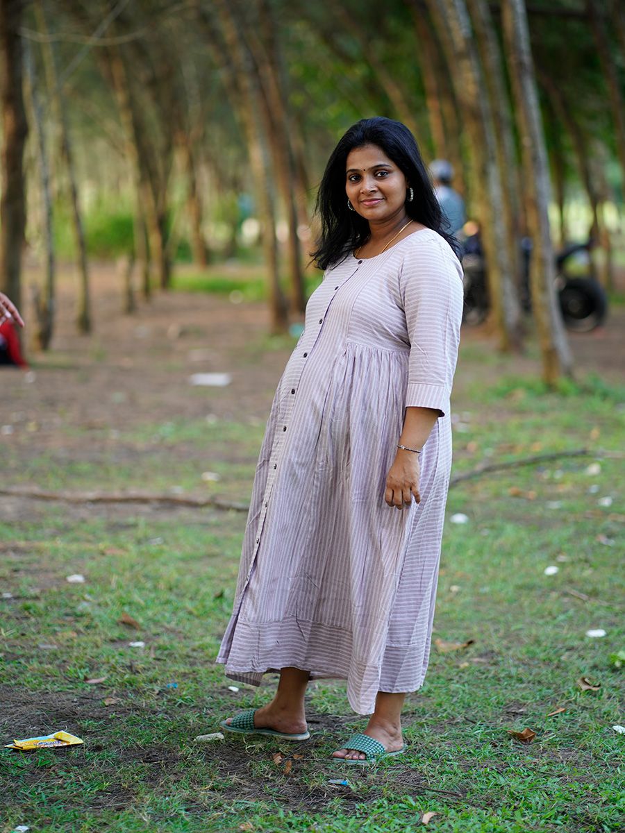 Maternity short Dress- Eve Brown Lines