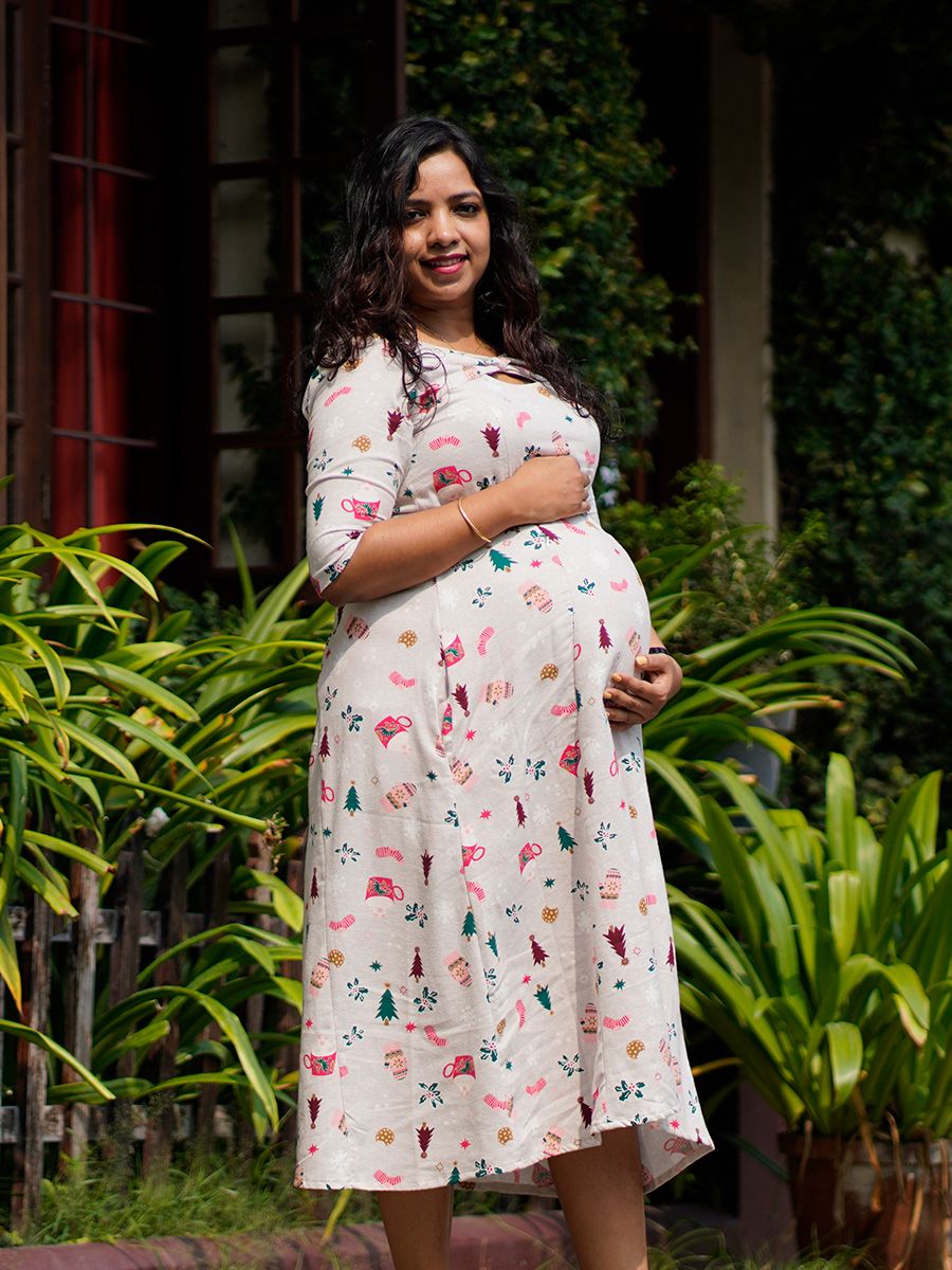 Maternity Short Dress- Piya l Grey