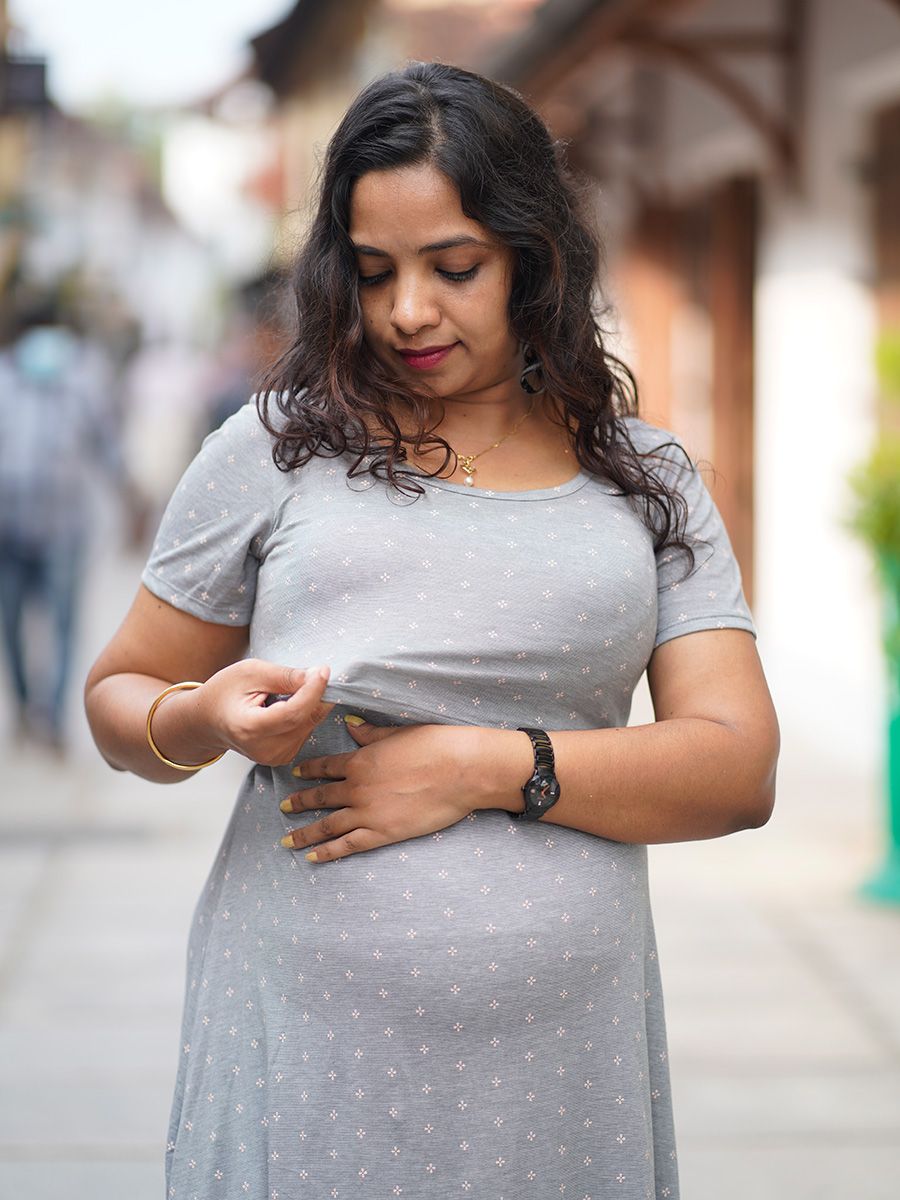 Maternity Short Zipless Dress-  Gilda D Grey