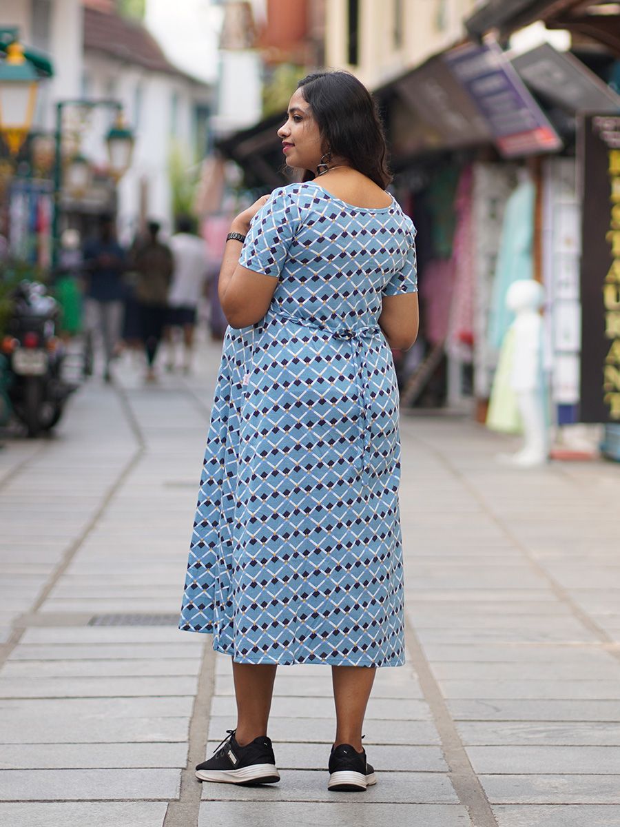 Maternity Short Zipless Dress-  Gilda Blue