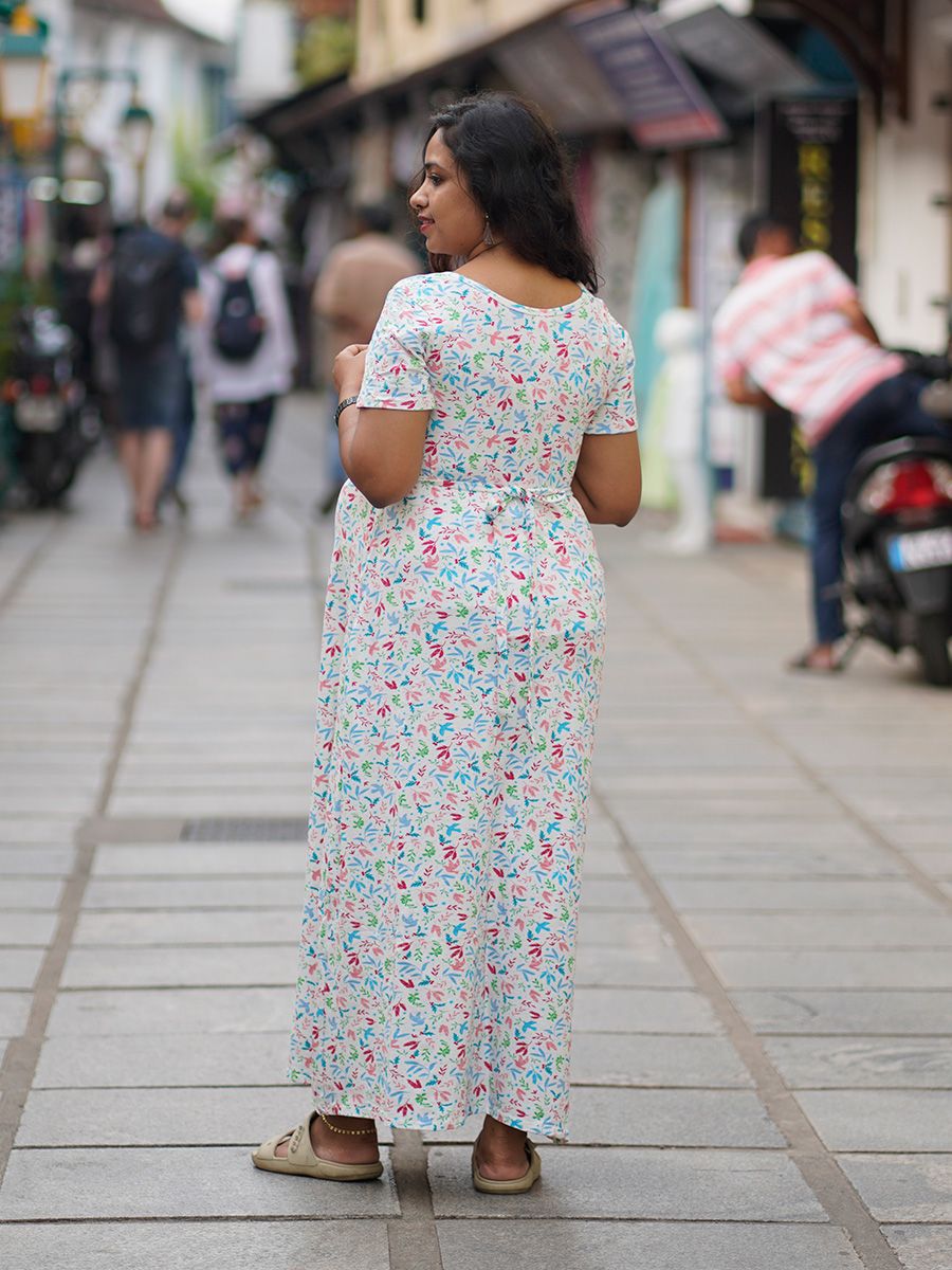 Maternity long Zipless Dress-  Gilda Offwhite