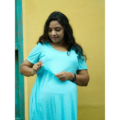 Maternity Short Zipless Dress-  Gilda S Blue
