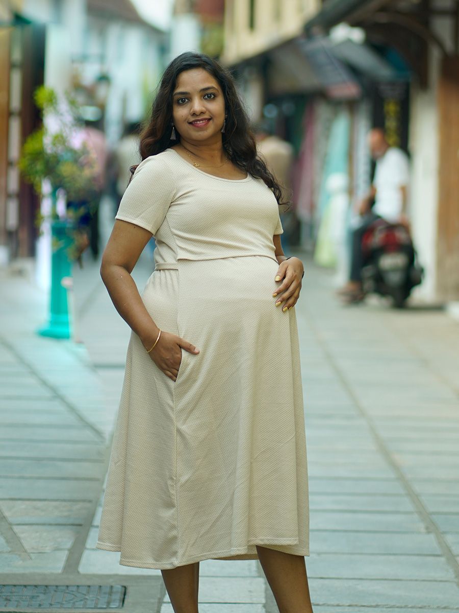 Maternity Short Zipless Dress-  Gilda L Grey