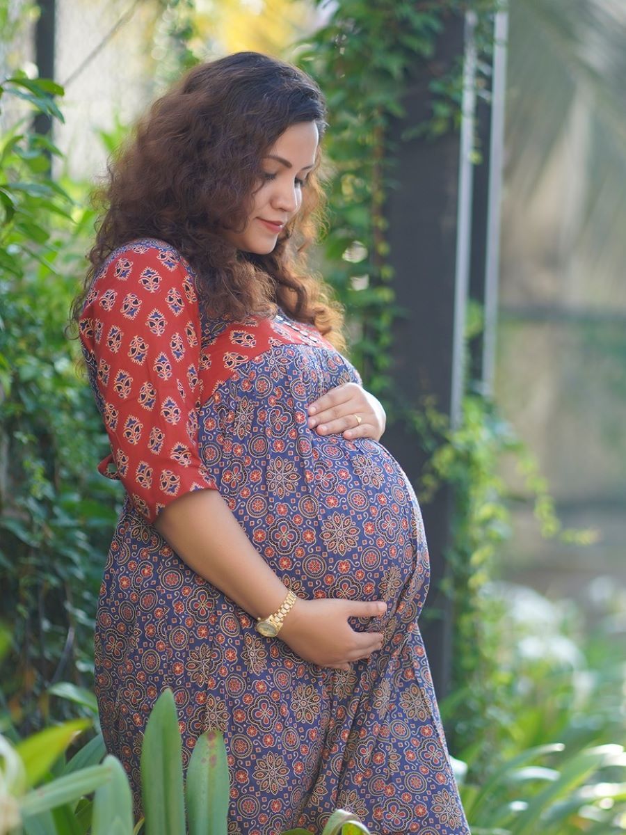 Maternity Short Dress Ajrakh-Nina(Blue)