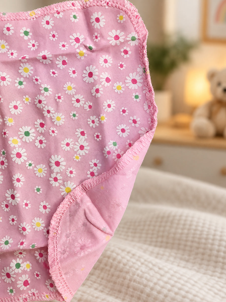 Ziva Baby Premium Knitted Cotton Wipes – Pack of 6 | Assorted Baby Girl Prints (Print Details: Check Product Description)