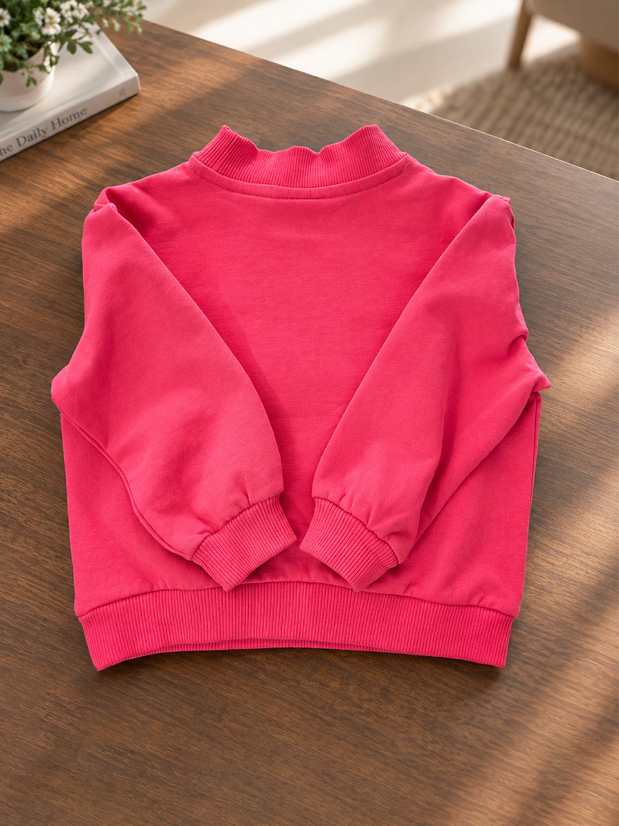 Baby Girls Knitted Cotton Bunny Sweatshirt – Pink | Cute 3D Bunny Appliqué Detail | 3 months to 3 years |Ziva Collected | Carefully Selected for Your Little One