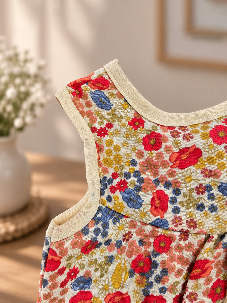 Ziva Muslin Baby Girl Front Button Frock – Pack of 3 | Premium Muslin Cotton | Assorted Floral Prints (Print Details: Check Product Description)