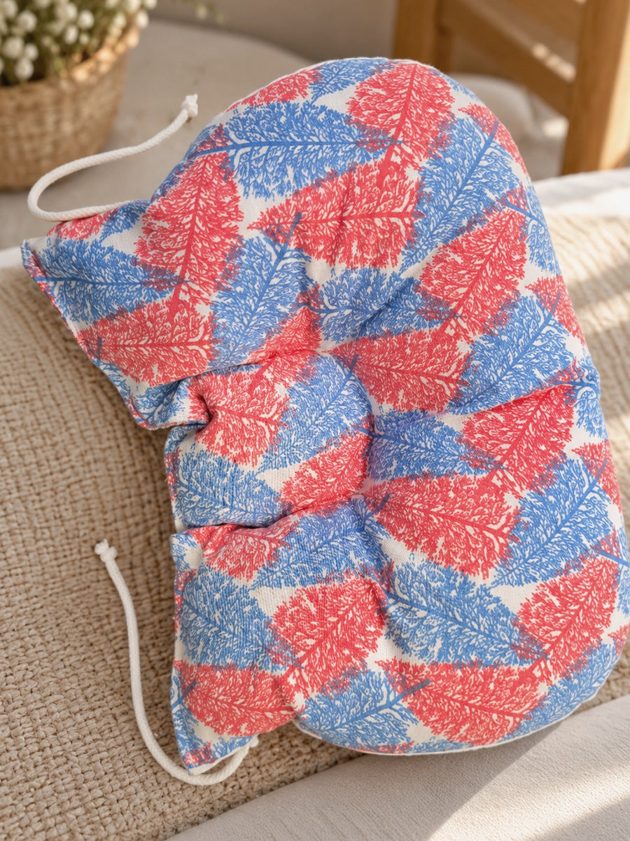 Ziva Multipurpose 3-Side Adjustable Support Pillow – Newborn to Adult | Red & Blue Botanical Print | Head, Neck, Back & Travel Support