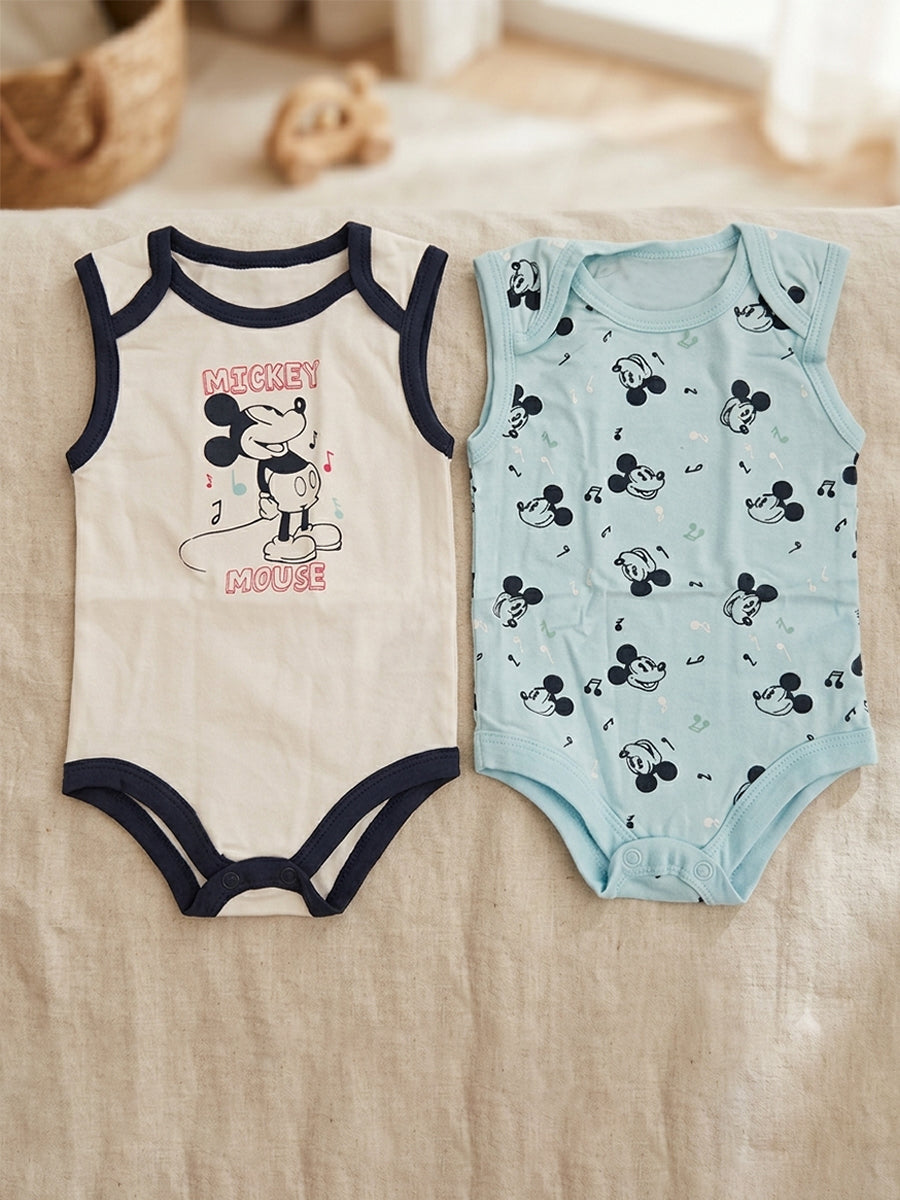 Baby Knitted Cotton Sleeveless Bodysuit – Assorted Cartoon Prints | Bottom Press-Button Opening | Ziva Collected | Carefully Selected for Your Little One