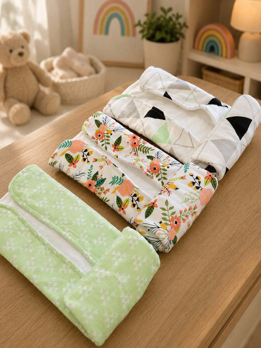 Ziva Premium Cotton Baby Burp Cloth – Soft, Absorbent & Multipurpose | Assorted Prints | 3 Pieces