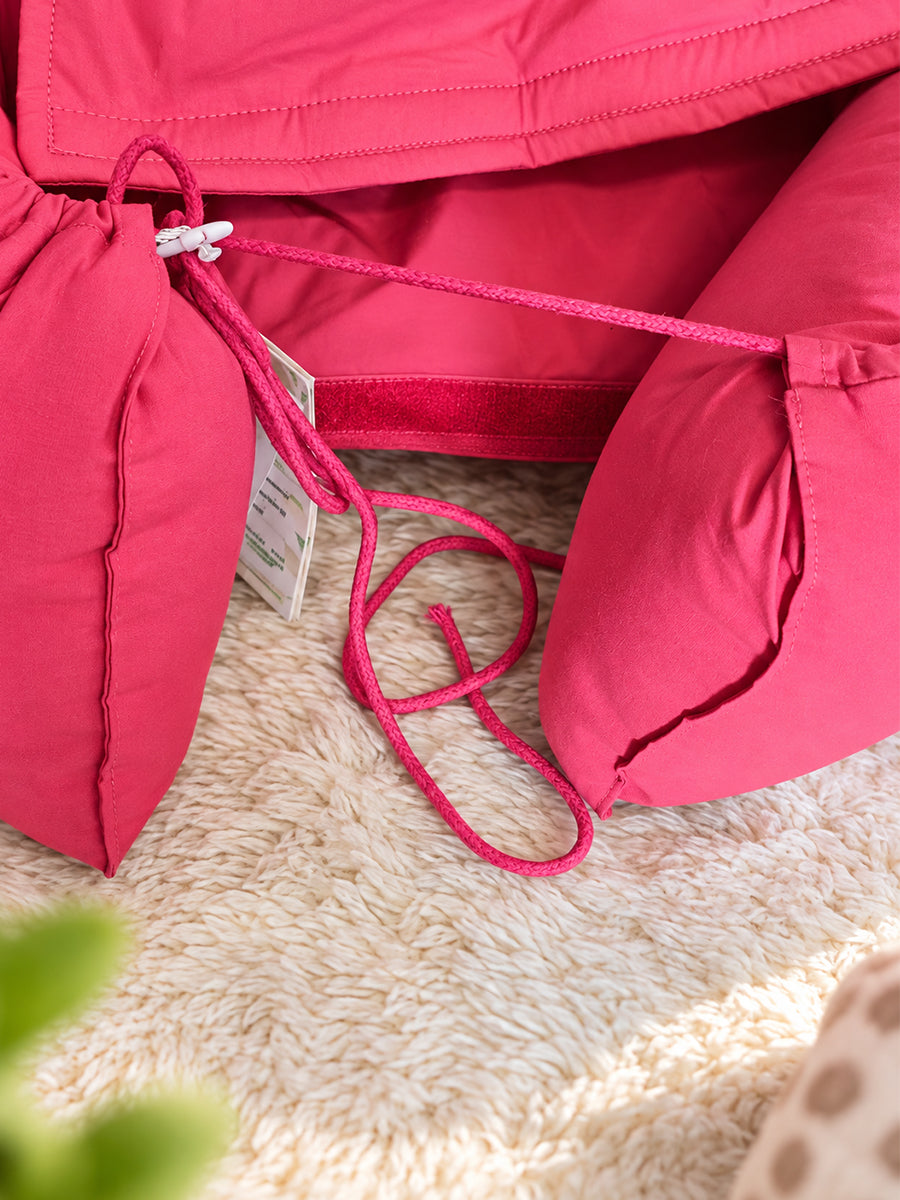 Premium Organic Cotton Multipurpose Baby Nest –  Newborn Baby Lounger & Baby Bed | Raspberry Pink | Ziva Collected | Carefully Selected for Your Little One