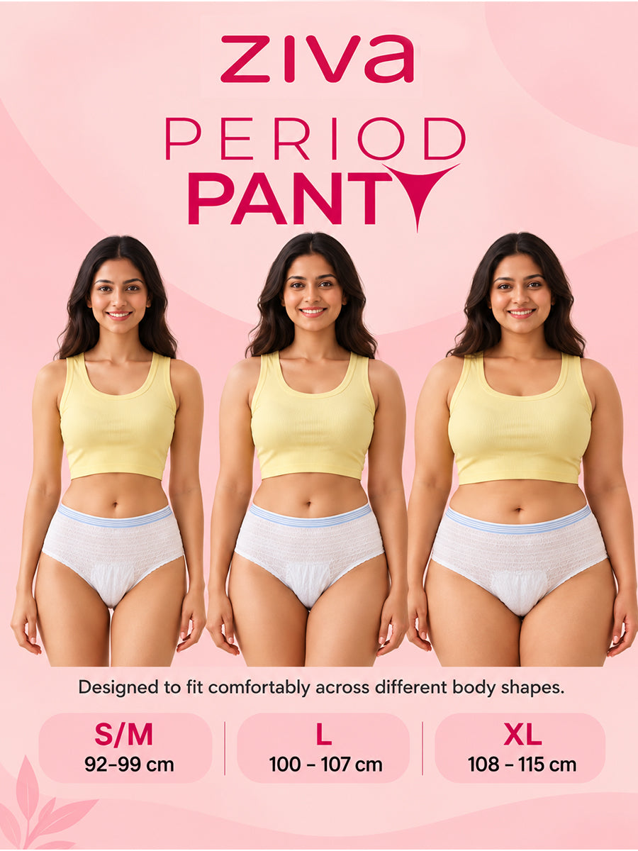 Ziva Premium Super Absorbent Period Panty – 3 Piece Pack | 360° Leakage Protection & Full-Back Coverage
