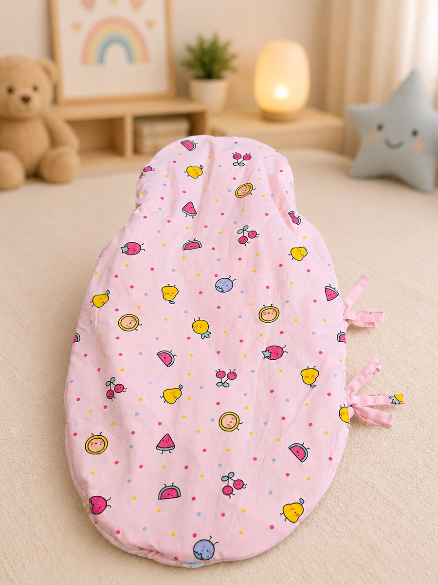 Ziva Cotton Baby Egg Wrap with Hood | Adjustable Side Tie | Double Shade | Baby Pink with Powder Blue | Hooded Baby Wrapper