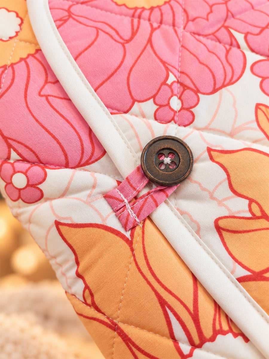 Ziva Baby Nappy & Diaper Changing Sheet – Foldable Travel Changing Mat with Storage Pocket | Pink & Peach Floral Print