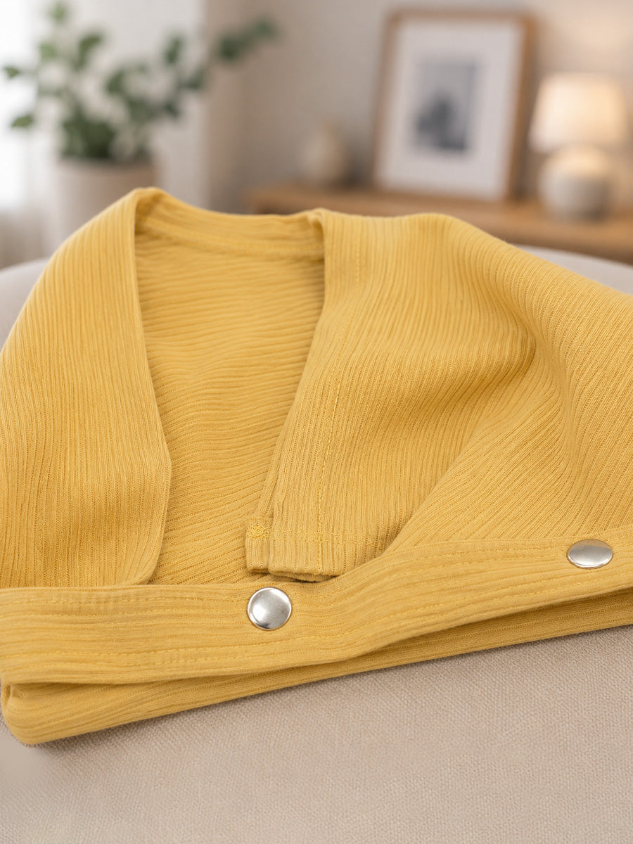 Ziva Multipurpose Nursing Cover – Premium Knitted Cotton Breastfeeding Cover with Press Buttons | Mustard Yellow