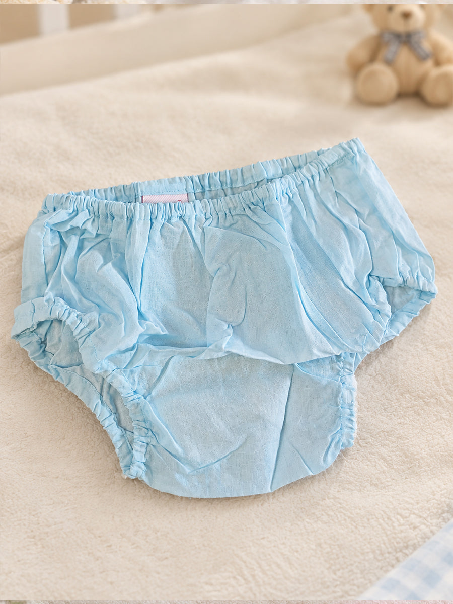 Ziva Baby Cotton Ruffle Neck Top & Bloomer Set – Baby Blue | Back Tie-Up | 1 Top + 1 Bloomer