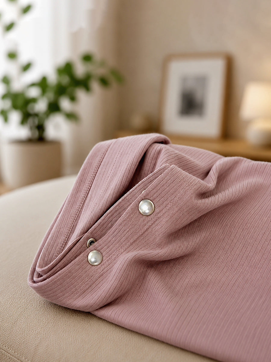 Ziva Multipurpose Nursing Cover – Premium Knitted Cotton Breastfeeding Cover with Press Buttons | Soft Rose Taupe