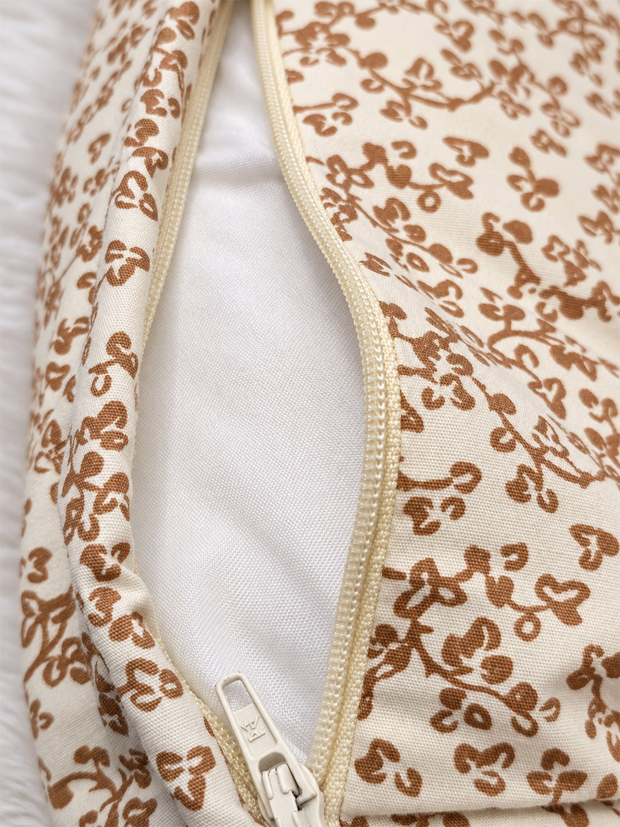 Premium Organic Cotton Baby Nest – Newborn Baby Lounger & Baby Bed | Beige Floral Vine Print. | Ziva Collected | Carefully Selected for Your Little One