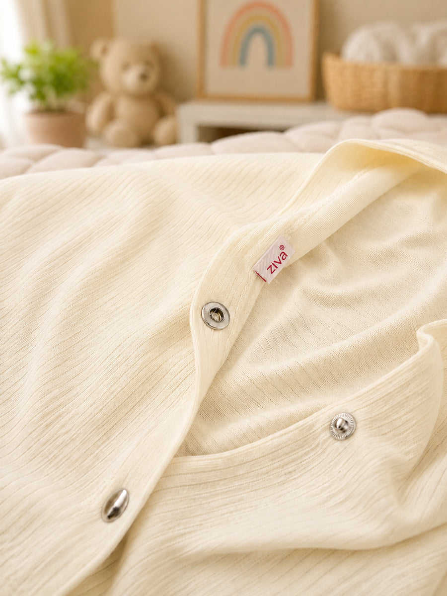 Ziva Multipurpose Nursing Cover – Premium Knitted Cotton Breastfeeding Cover with Press Buttons | Cream