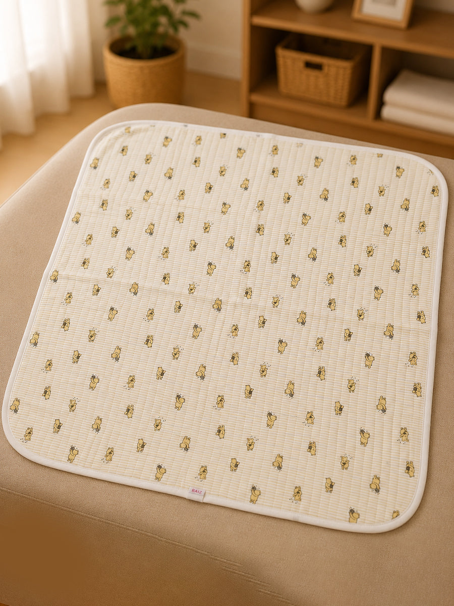 Ziva Premium Quilted Hooded Baby Towel | Off White & Light Yellow | Classic Winnie the Pooh Print | Soft, Absorbent & Quick Dry