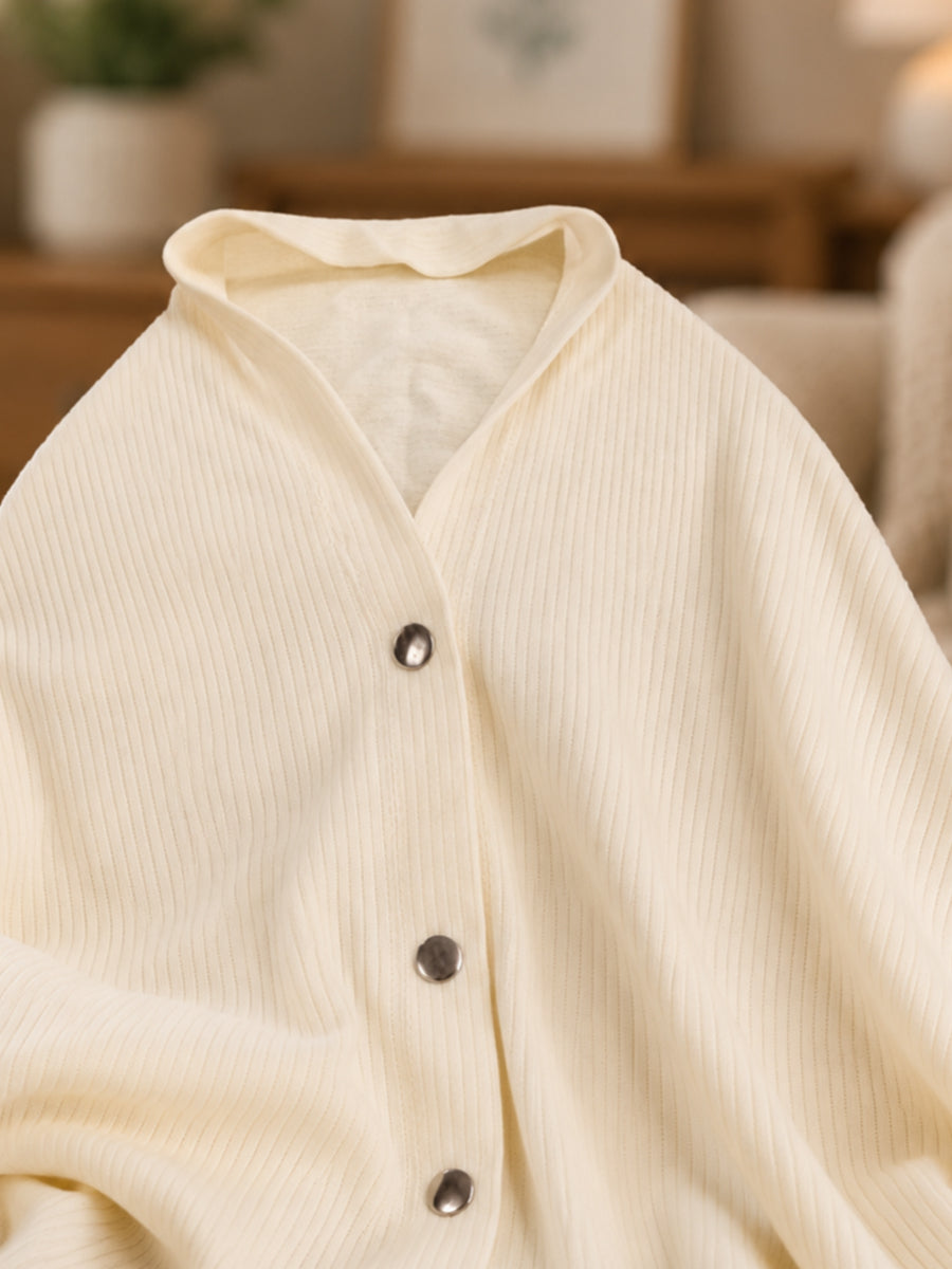Ziva Multipurpose Nursing Cover – Premium Knitted Cotton Breastfeeding Cover with Press Buttons | Cream