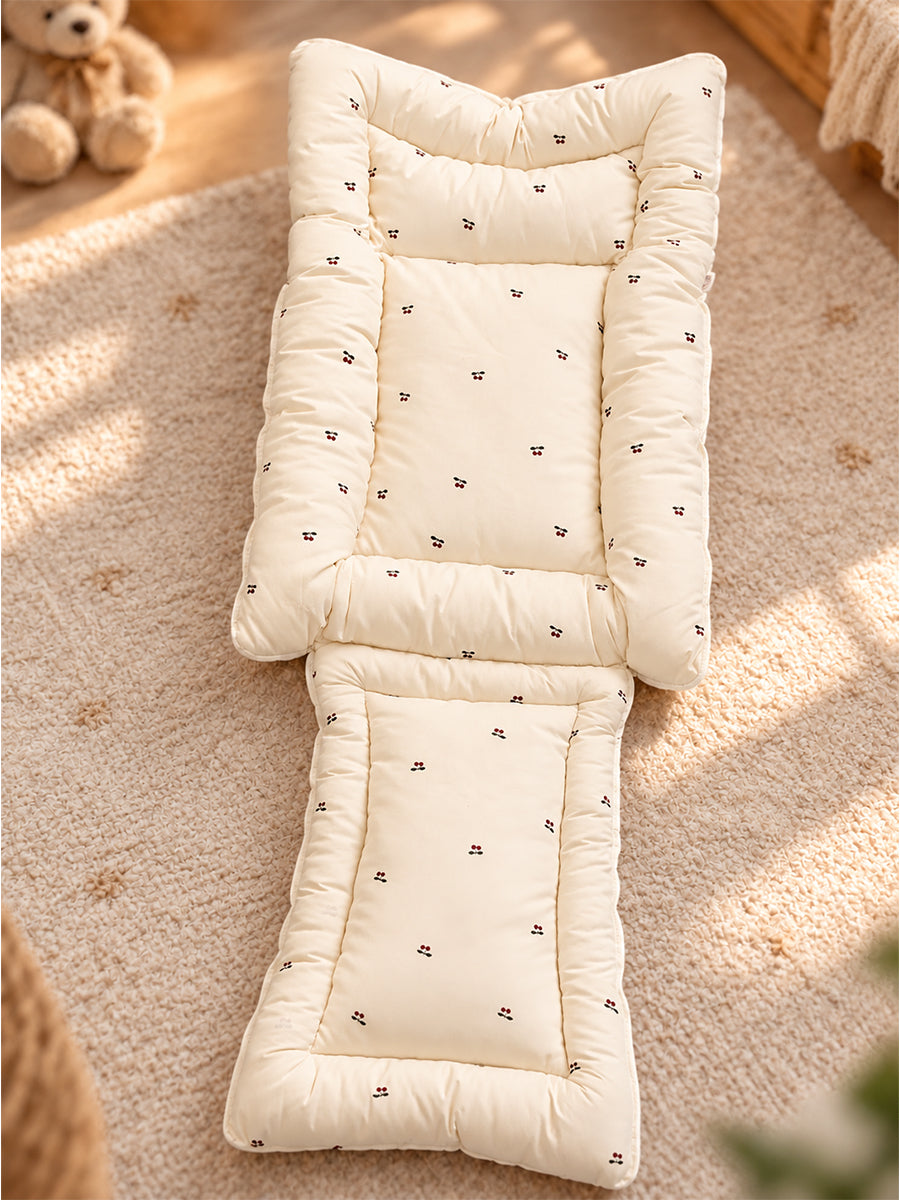 Ziva 3-in-1 Baby Bed – Carry Nest cum Sleeping Bag (Cherry Print, Cream | Organic Cotton Fabric)