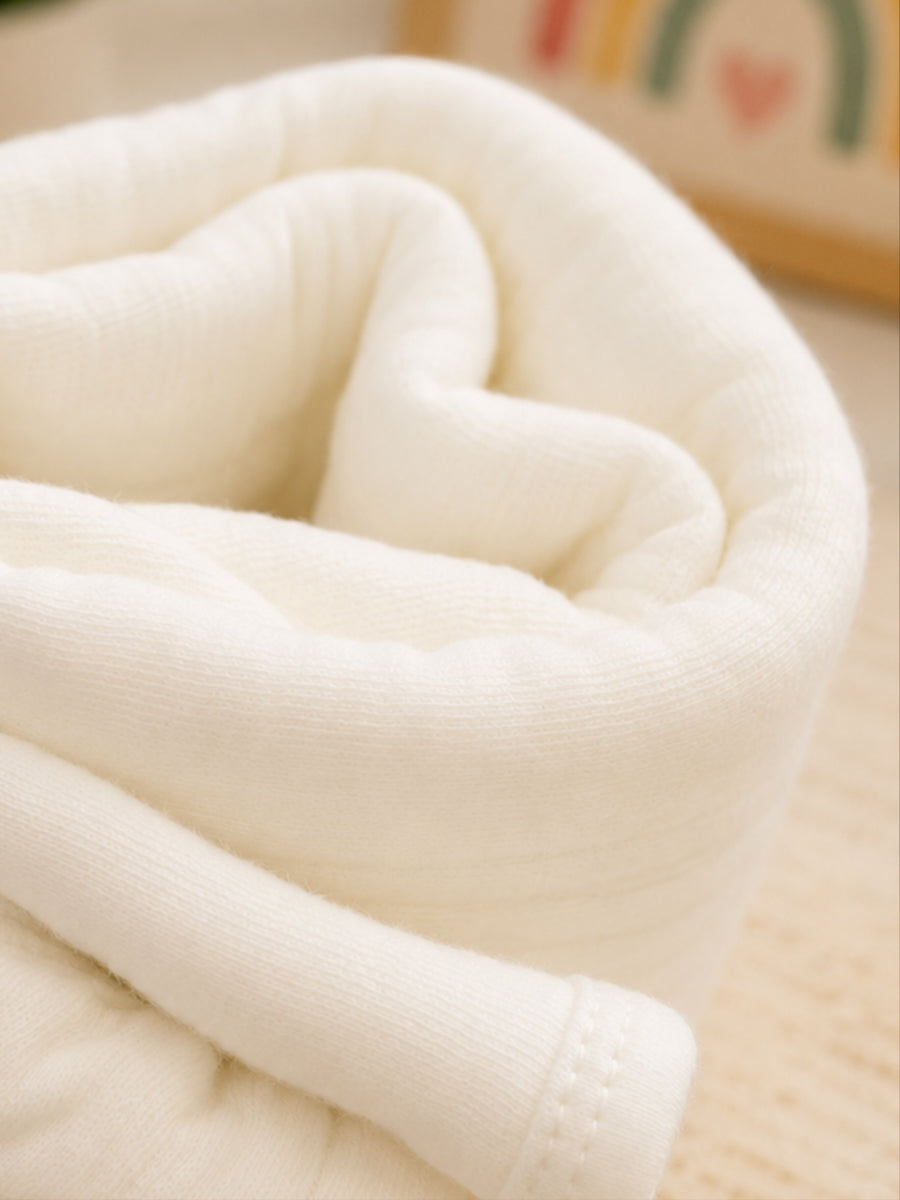 Ziva Premium Quilted Hooded Baby Towel | Off White | Plain Colour | Soft, Absorbent & Quick Dry