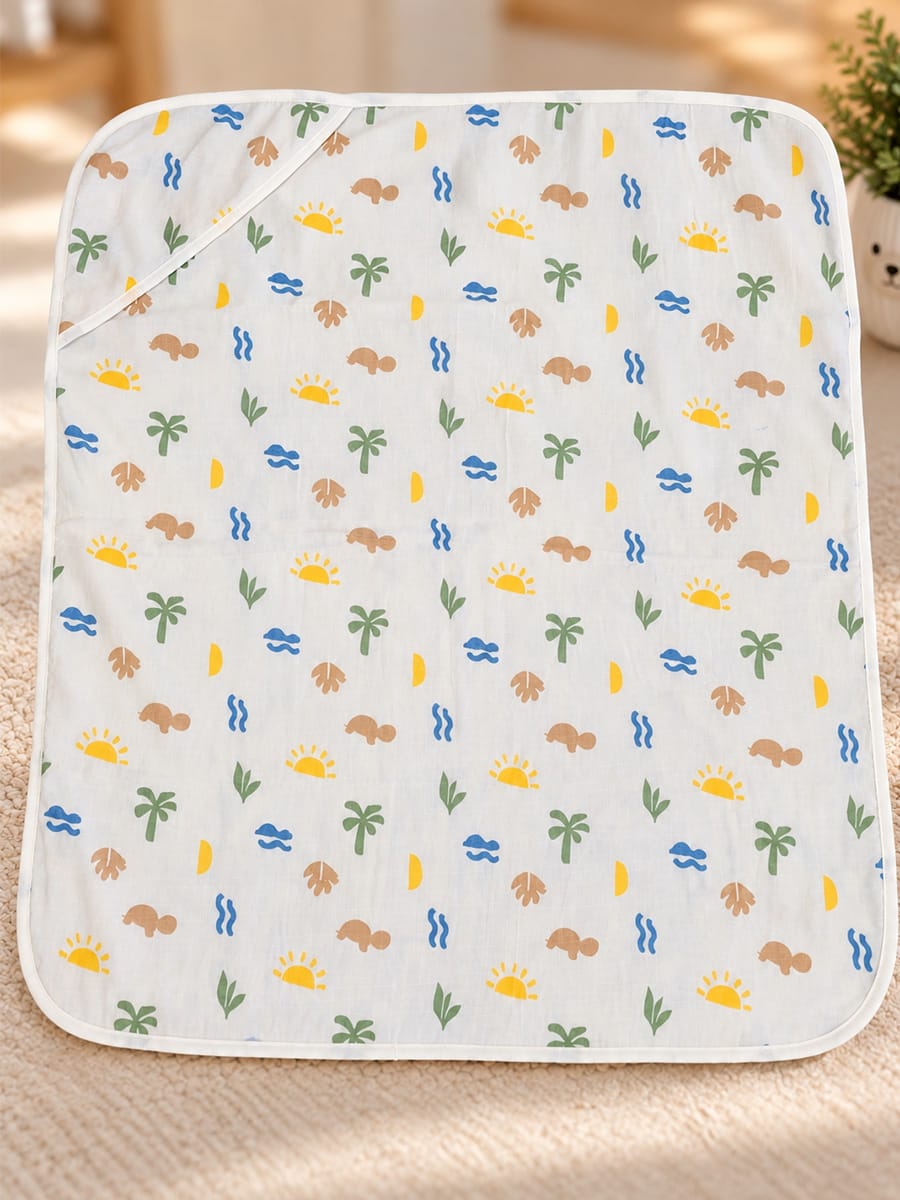 Ziva Premium Muslin Hooded Towel – Double Layer Muslin with Soft Fleece Core | Tropical Nature Print